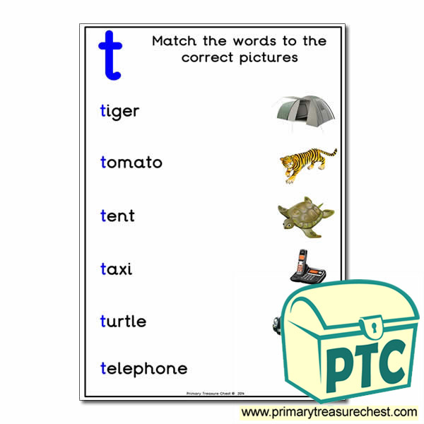 Match the 't' Themed Words to the Pictures