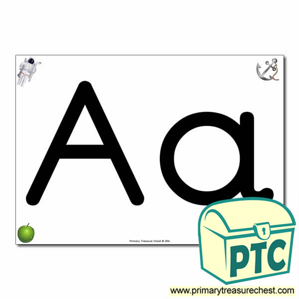 'Aa' Upper and Lowercase Letters A4 posterposter with realistic images