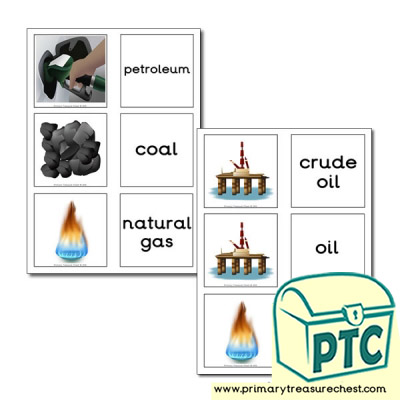 Fossil Fuels Themed Matching Cards