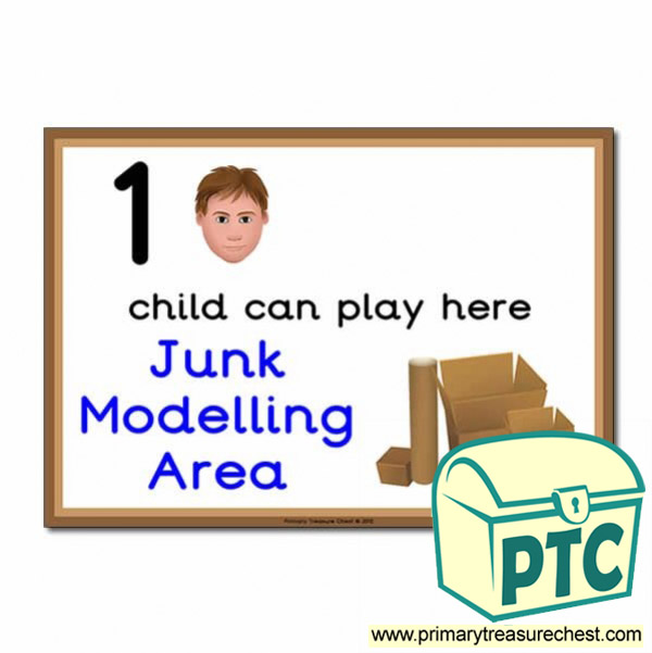 Junk Modelling Area Sign - 'How Many Children Can Play Here' Classroom Organisation Posters