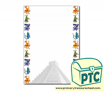 Aztecs Themed Page Border/Writing Frame (narrow lines)