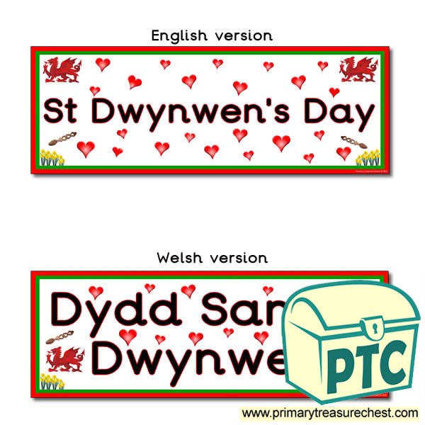  Double mounted effect, St Dwynwen Day themed Display banner