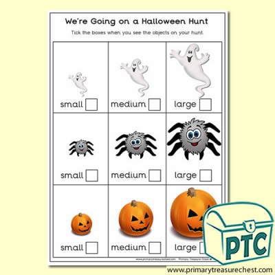 We're Going on a Halloween Hunt Sizes Activity Sheet