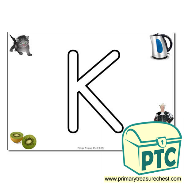 'K' Uppercase Bubble Letter A4 poster with high quality realistic images