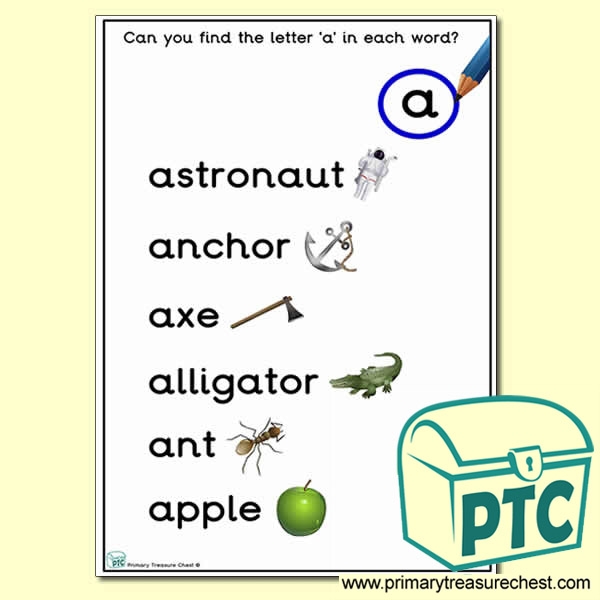 Find the Letter 'a' Activity Sheet