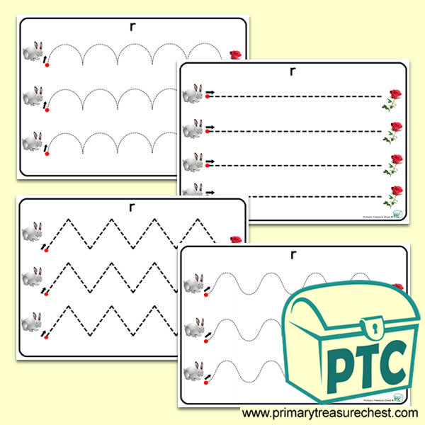 'Rr' Themed Pre-Writing Patterns Activity Sheets