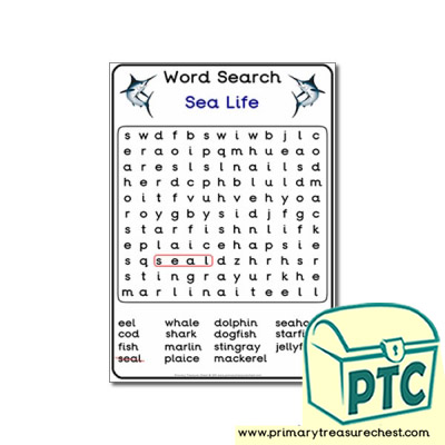 Sea Life Themed Word Search