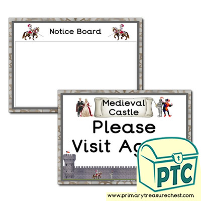 Medieval Castle Role Notice Board / Call Again signs