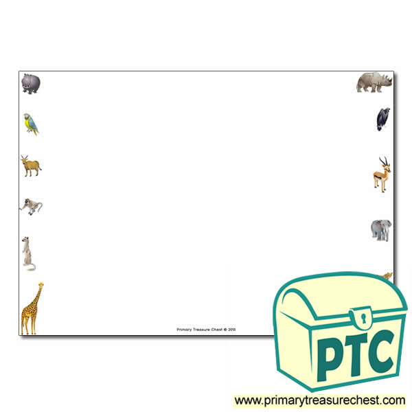 African Animals Themed Landscape Page Border/Writing Frame (no lines)