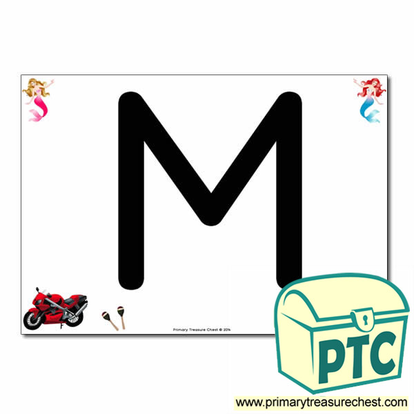 'M' Uppercase Letter A4 poster with high quality realistic images