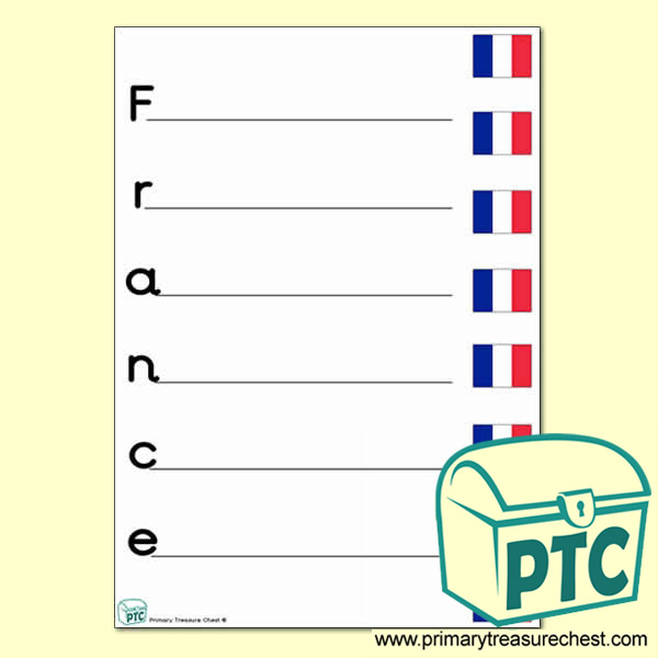 France Acrostic Poem Worksheet