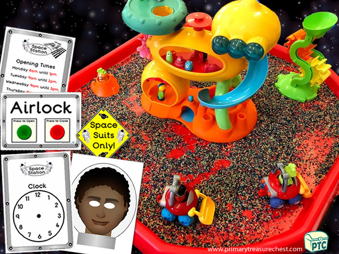 This multi-sensory SPACE tuff tray activity is ideal to use with EYFS / KS1 or children with additional learning needs to help celebrate World Space Week (Oct 4-10th), or for any Space topic theme - Space Role Play Sensory Play - Tuff Tray Ideas Early Years / Nursery / Primary