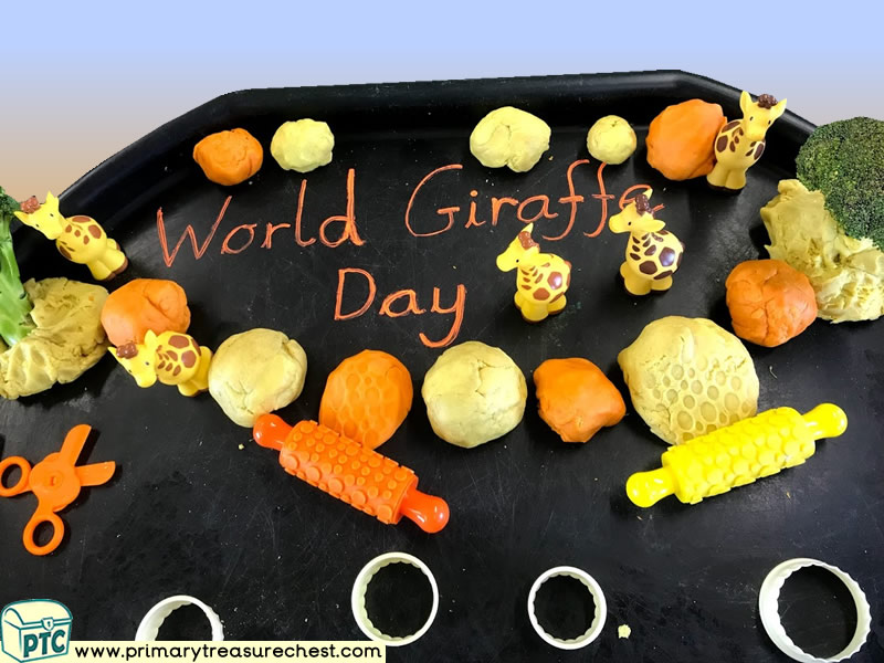 Safari - Jungle Animal - World Giraffe Day Themed Playdough  Multi-sensory - Tuff Tray Ideas and Activities