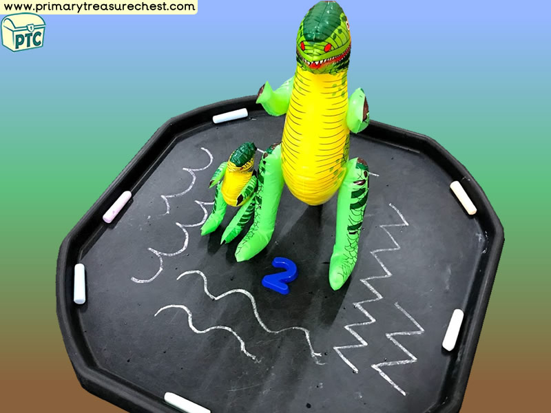 Dinosaur Themed Mark Making Pre-Writing Patterns Letter Formation - Multi-sensory - Jumbo Chalks Tuff Tray Ideas and Activities