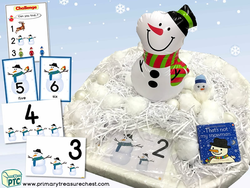 Christmas/Winter – Snowman Themed Small World - Numbers - Multi-sensory - Shredded Paper Tuff Tray Ideas & Activities