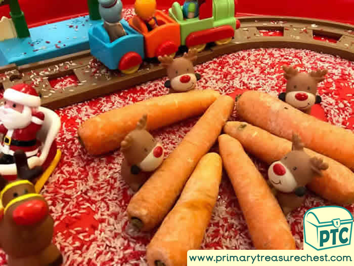 Carrots Reindeer tuff tray for Toddlers-EYFS Children 