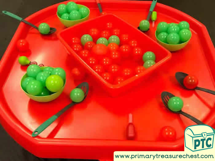 Christmas baubles sorting tuff tray for Toddlers-EYFS Children 