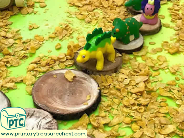 DINOSAURS  Small World Cornflakes Tuff Tray for Toddlers-EYFS Children 