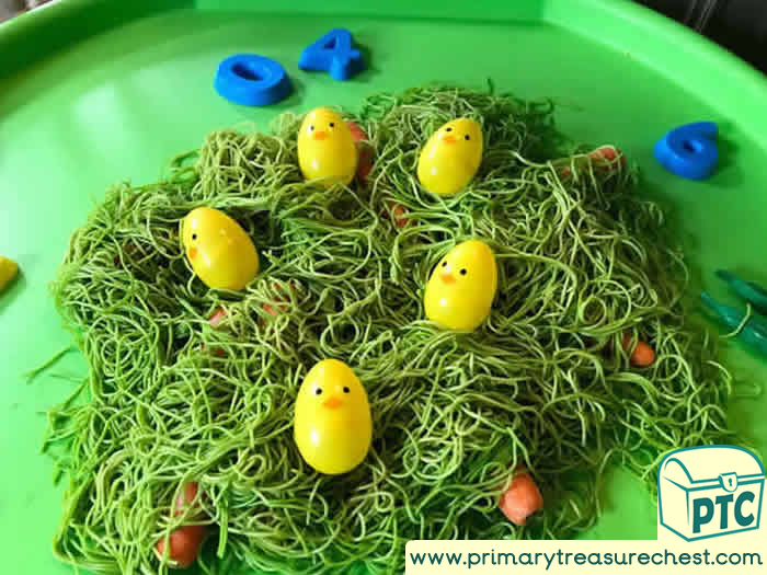 EASTER CHICKS Sensory activity Role Play Sensory Play - Spot Tray - Tuff Tray Ideas Early Years / Nursery / Primary 