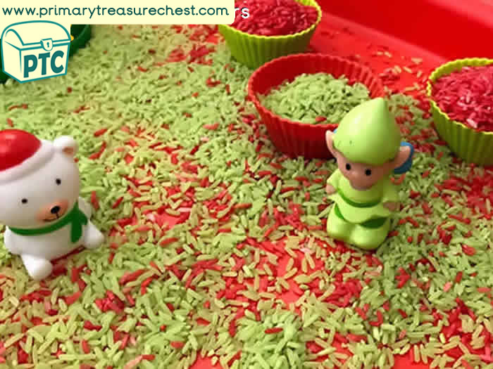 Elf Themed Christmas Small World tuff tray Role Play Sensory Play - Tuff Tray Ideas Early Years / Nursery / Primary