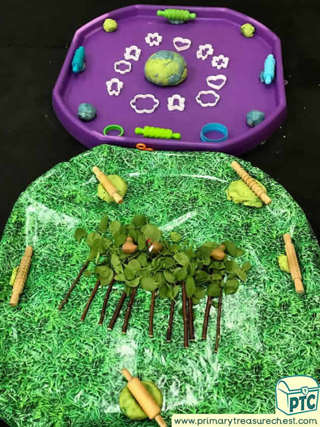 World Environment Sensory Play dough activity Area tuff tray idea