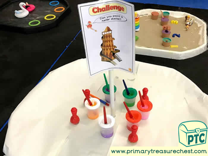 Fairground  Creative Area Challenge, Tuff Tray Small World Scene for Toddlers-EYFS Children