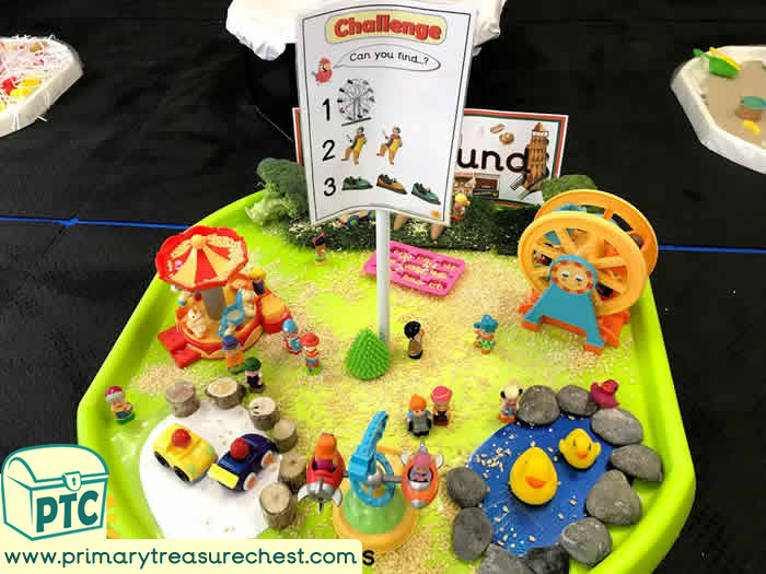 Fairground  Small World Sensory Play, Tuff Tray Small World Scene for Toddlers-EYFS Children