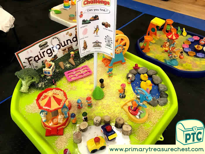 Fairground  Small World Sensory Play, Tuff Tray Small World Scene for Toddlers-EYFS Children