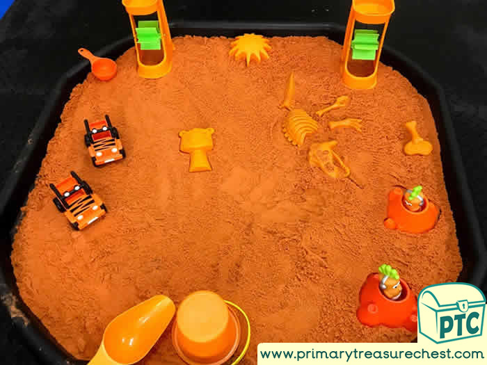ORANGE themed SAND PLAY     Activity ideas - Role Play  Sensory Play - Tuff Tray Ideas Early Years – Tuff Spot / Nursery / Primary