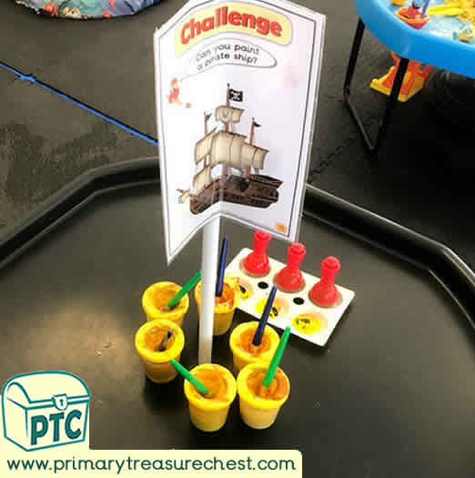 Pirates Creative Area Challenge - Role Play  Sensory Play - Tuff Tray Ideas Early Years / Nursery / Primary 