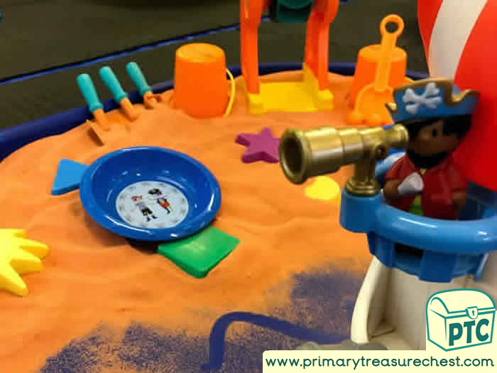 Pirates Orange Beach Sand Play - Role Play  Sensory Play - Tuff Tray Ideas Early Years – Tuff Spot / Nursery / Primary 