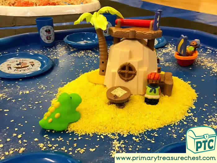 Pirates Small World Play Island - Role Play  Sensory Play - Tuff Tray Ideas Early Years – Tuff Spot / Nursery / Primary