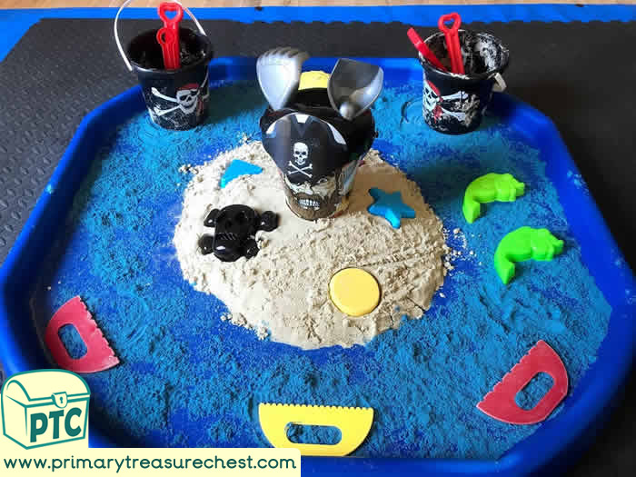 Pirates Themed Sand Play - Role Play  Sensory Play - Tuff Tray Ideas Early Years – Tuff Spot / Nursery / Primary