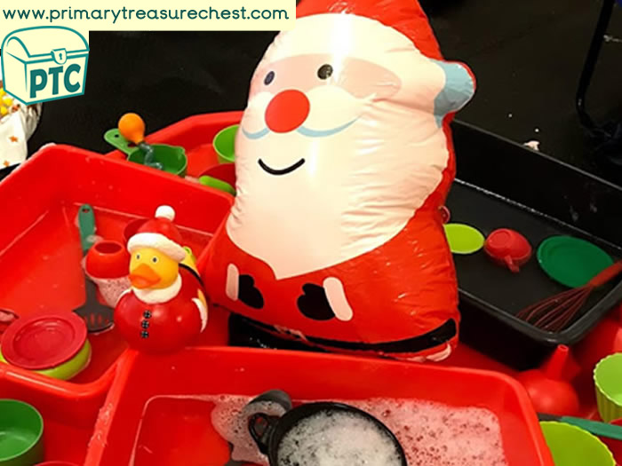 Santa Water Play tuff tray ideas / activities for teachers and parents of Early Years / Nursery / EYFS / Kindergarten / Elementary School age children to recreate at school or at home