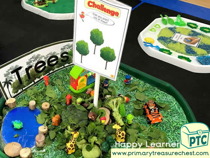 World Environment Day TREES   Small World  Area tuff tray idea