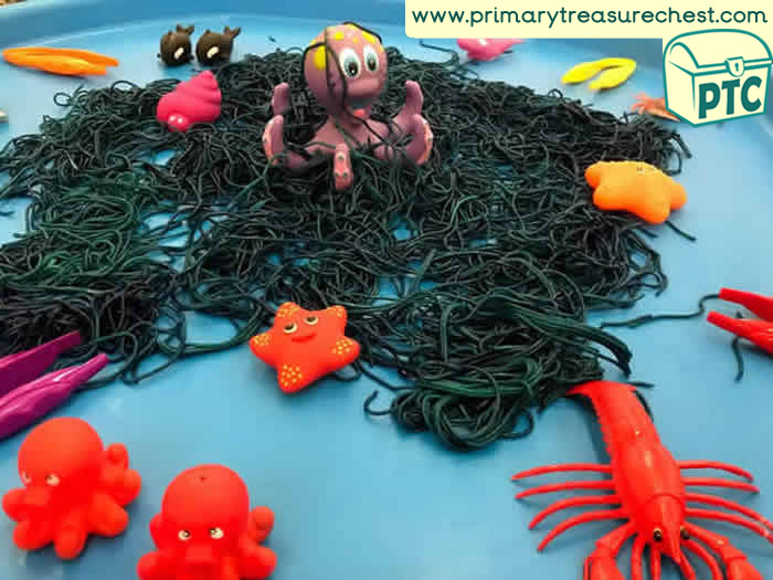 Under the sea Discovery Tray Role Play Sensory Play - Spot Tray - Tuff Tray Ideas Early Years / Nursery / Primary 