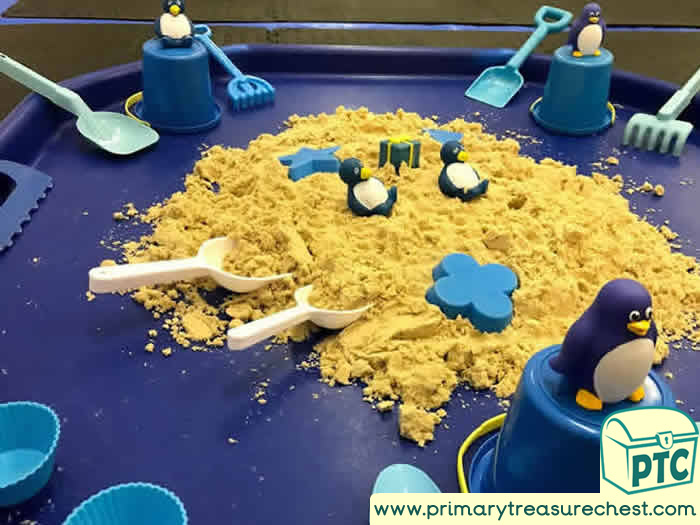 Winter Penguin Themed SAND PLAY - Role Play Sensory Play - Tuff Tray Ideas Early Years / Nursery / Primary