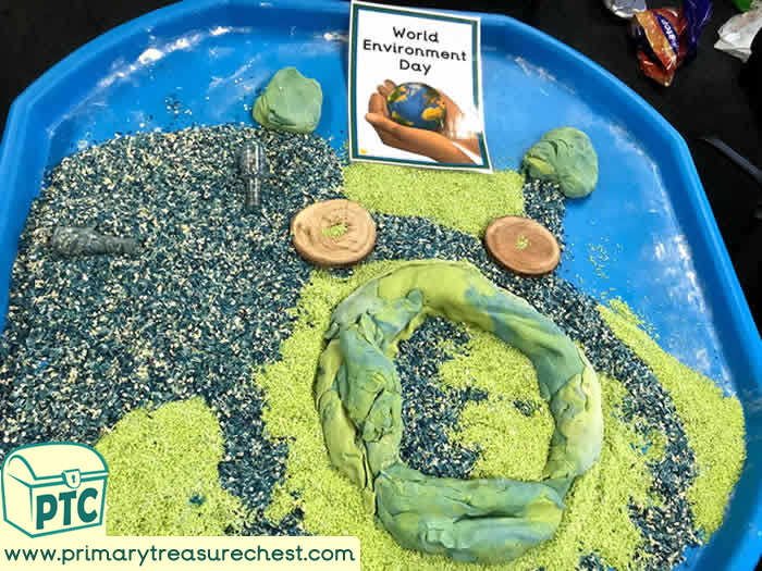 World Environment Day  Sensory Play  Area tuff tray idea