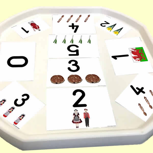 St. David's Day Themed Number Tuff Tray Cards