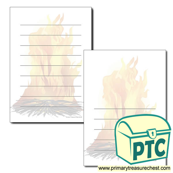 Bonfire Themed Page Border/Writing Frame (wide lines)