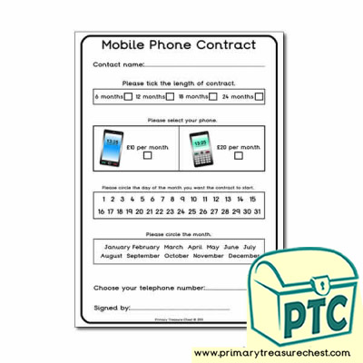 nursery alphabet worksheet Phone Worksheet Mobile  Contract  Chest Treasure Primary