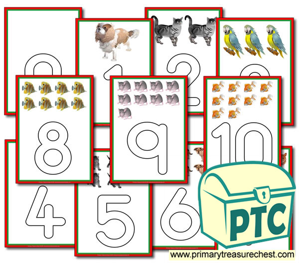 Pet Themed Playdough Mat Number 0 to 10