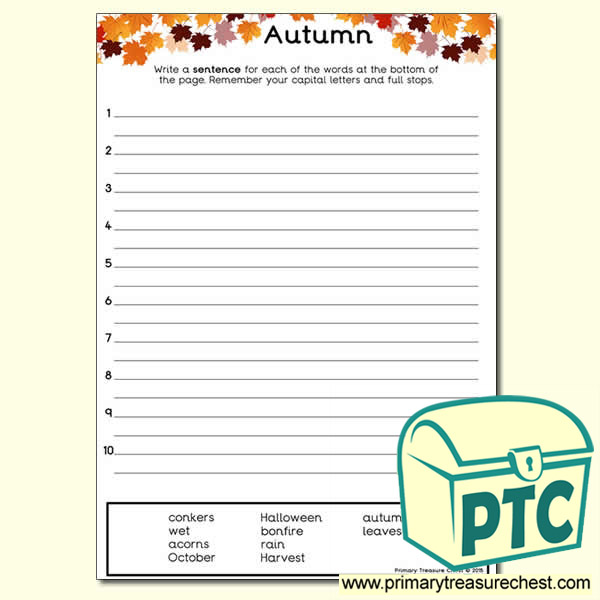 Autumn Themed  Sentence Worksheet