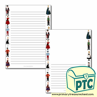 Traditional Costumes Page Border/Writing Frame (narrow lines)