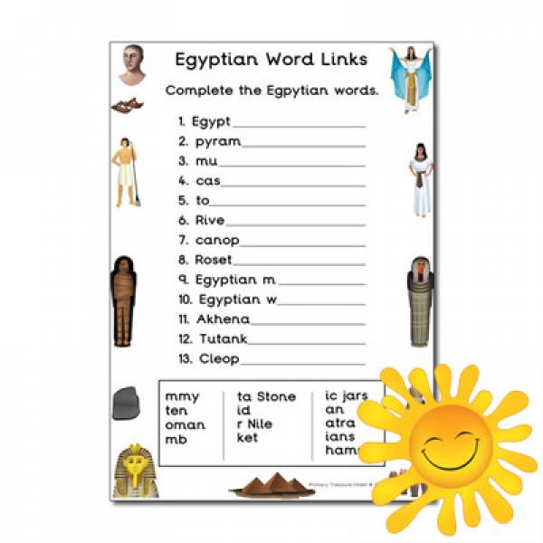 Ancient Egypt Themed Word Link Worksheet Primary Treasure Chest