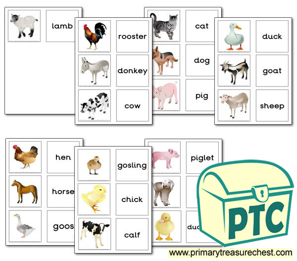 Farm Animal Themed Matching Cards