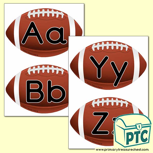 American Football Themed Alphabet Cards (upper and lower case)