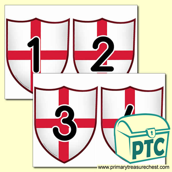Saint George's Flag Themed Number Cards 0 to 25