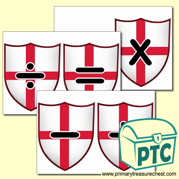 Saint George's Flag Themed Math Symbol Cards