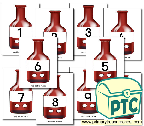 10 Red Bottles Role Play Number Masks